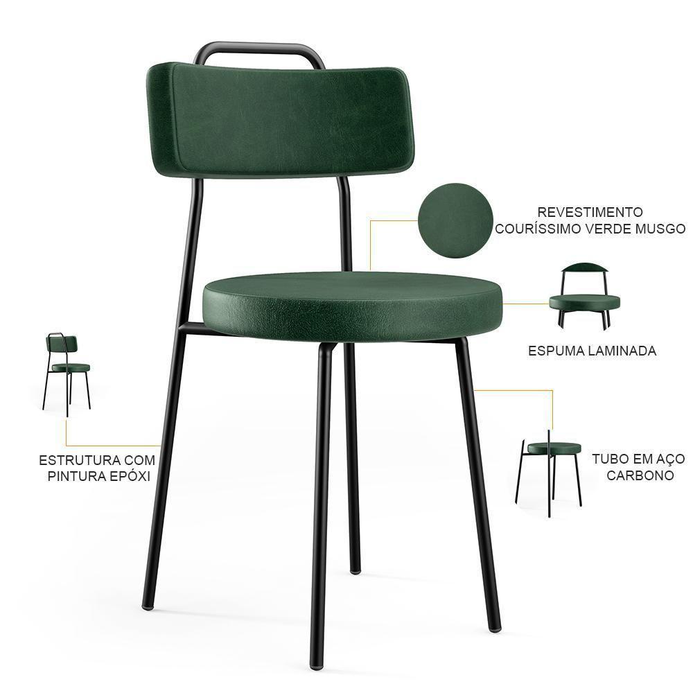 Kit 08 Cadeiras Barcelona F01 Couríssimo Verde Musgo - 6