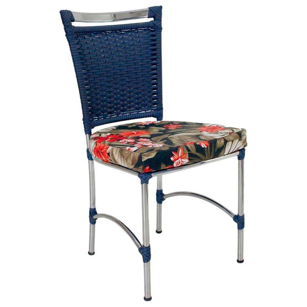 Cadeira Em Alumínio E Fibra Sintética Jk Cozinha Edícula Azul Dark E Maui Preto - 1