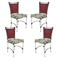 4 Cadeiras Em Alumínio E Fibra Sintética Jk Cozinha Edícula Vinho Dark E Vinalis Verde - 2