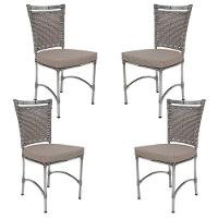 4 Cadeiras Em Alumínio E Fibra Sintética Jk Cozinha Edícula Marmore E Fundo Palha - 3