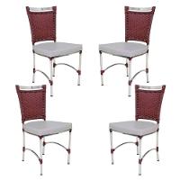 4 Cadeiras Em Alumínio E Fibra Sintética Jk Cozinha Edícula Vinho Dark E Nautico Branco - 1