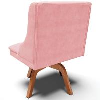 Kit 3 Cadeiras Decorativas Sala De Jantar Base Giratória De Madeira Firenze Suede Rosa Bebê/natural G19 - Gran Belo - 9