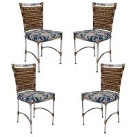 4 Cadeiras Em Alumínio E Fibra Sintética Jk Cozinha Edícula Cappuccino E Vinalis Azul - 3