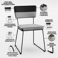 Cadeira De Jantar Base Aço Allana L02 Faixa Preto Cinza - 11