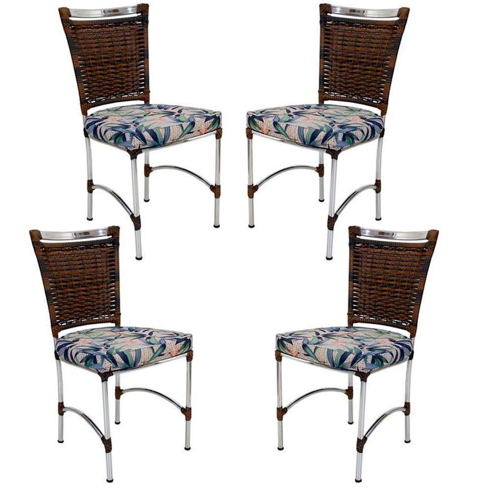 4 Cadeiras Jk Em Alumínio E Fibra Sintética Cozinha Edícula Argila E Vinalis Azul - 1