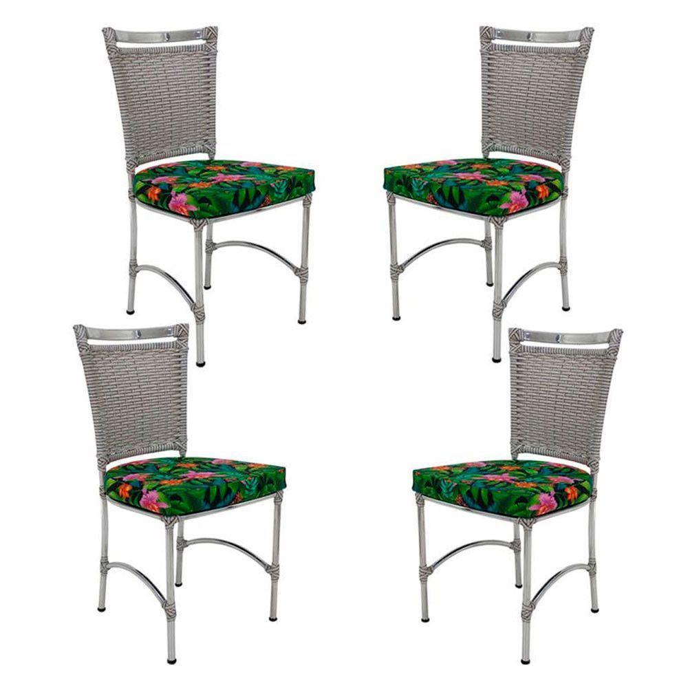 4 Cadeiras Em Alumínio E Fibra Sintética Jk Cozinha Edícula Marmore E Creara - 2