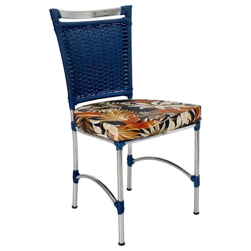 Cadeira Em Alumínio E Fibra Sintética Jk Cozinha Edícula Azul Dark E Rivieira Marrom - 1