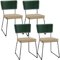 Kit 04 Cadeiras L02 Facto Verde Musgo Linho Bege Escuro - 1