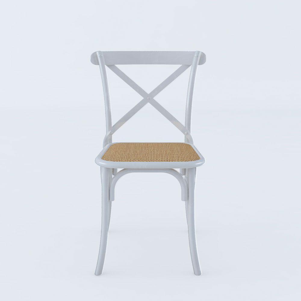 Cadeira Jantar Branca Assento Corano Bege Aço Branco - 3