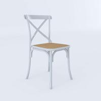 Cadeira Jantar Branca Assento Corano Bege Aço Branco - 1