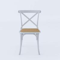 Cadeira Jantar Branca Assento Corano Bege Aço Branco - 3