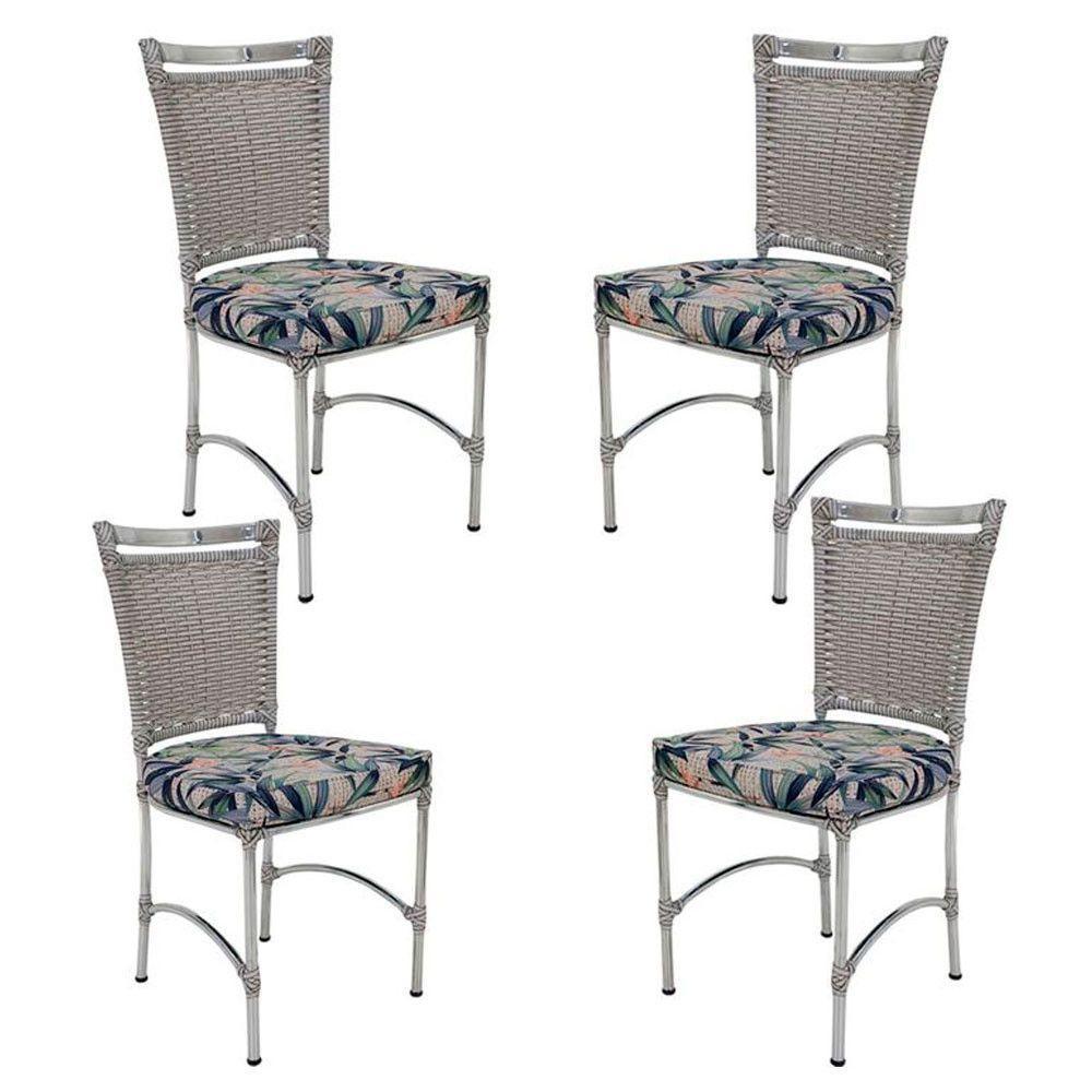 4 Cadeiras Em Alumínio E Fibra Sintética Jk Cozinha Edícula Marmore E Vinalis Azul - 1