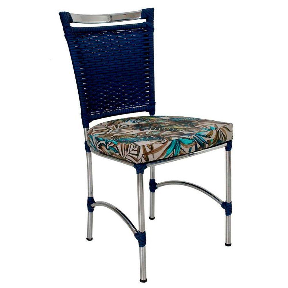 Cadeira Em Alumínio E Fibra Sintética Jk Cozinha Edícula Azul Dark E Maranata Bege - 1