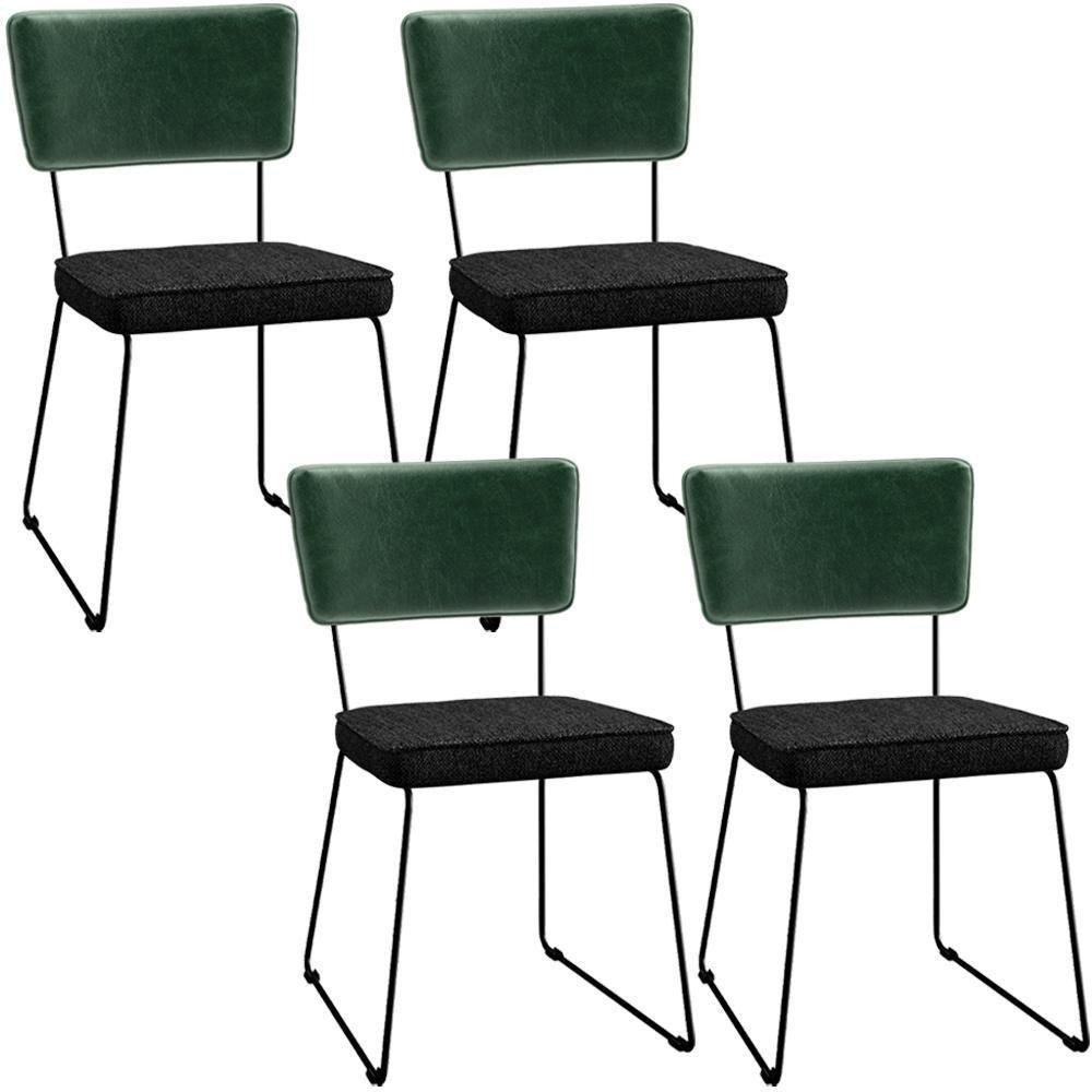 Kit 04 Cadeiras L02 Facto Verde Musgo Linho Chumbo - 1