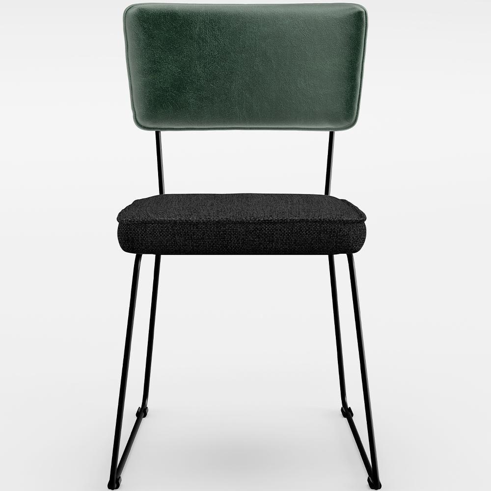 Kit 04 Cadeiras L02 Facto Verde Musgo Linho Chumbo - 5