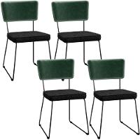 Kit 04 Cadeiras L02 Facto Verde Musgo Linho Chumbo - 1