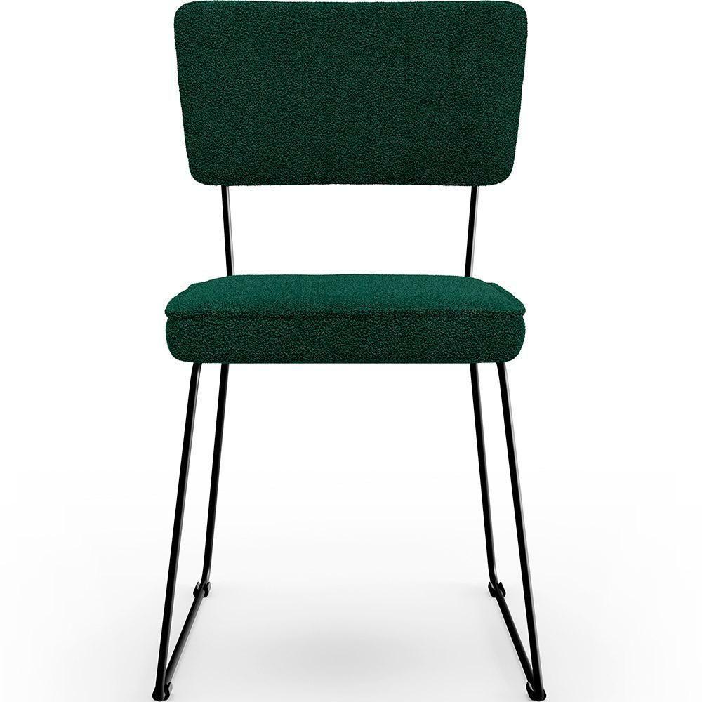 Cadeira De Jantar Base Em Aço Allana L02 Bouclê Verde - 7