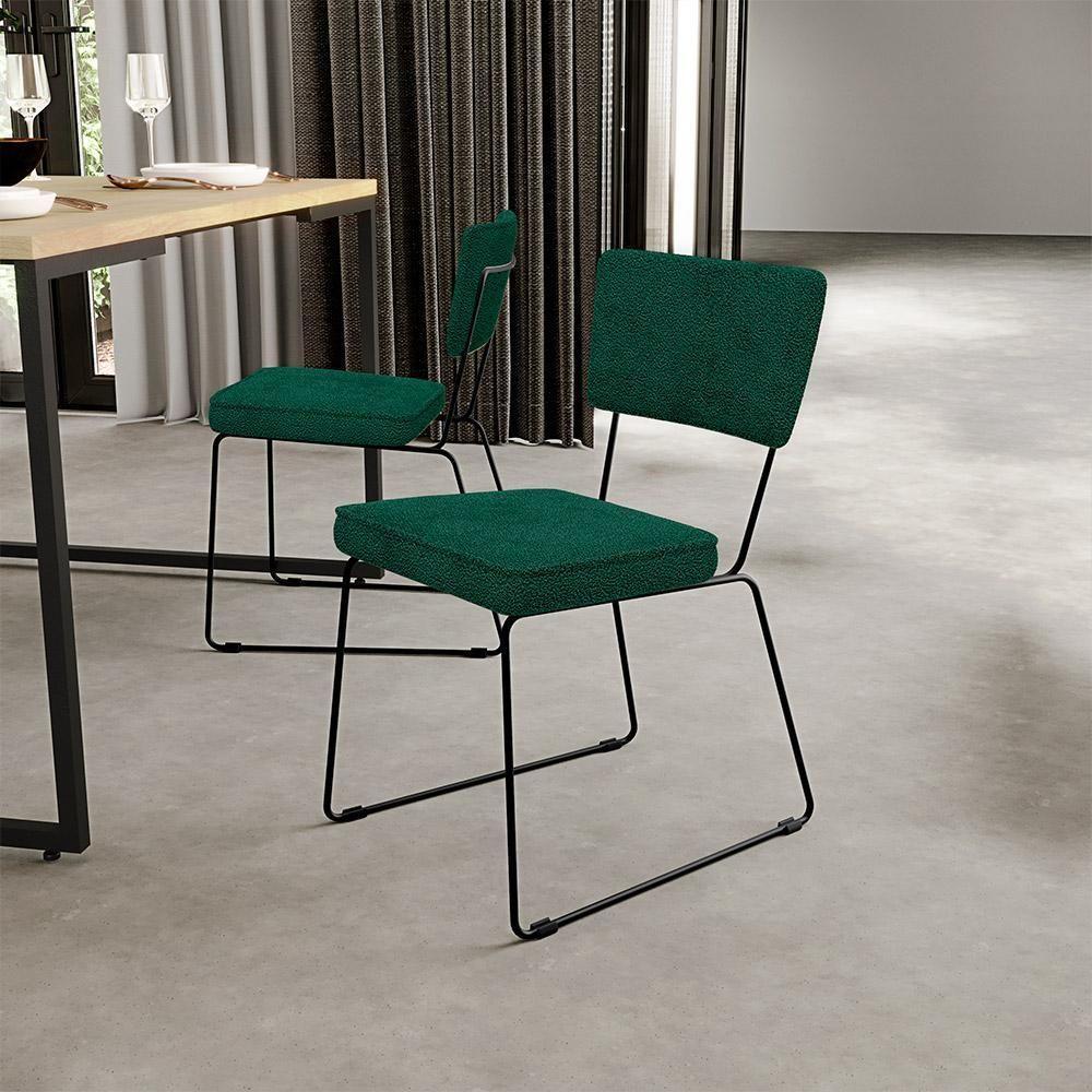 Cadeira De Jantar Base Em Aço Allana L02 Bouclê Verde - 8