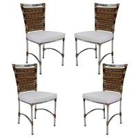 4 Cadeiras Em Alumínio E Fibra Sintética Jk Cozinha Edícula Cappuccino E Branco Desenhado - 1