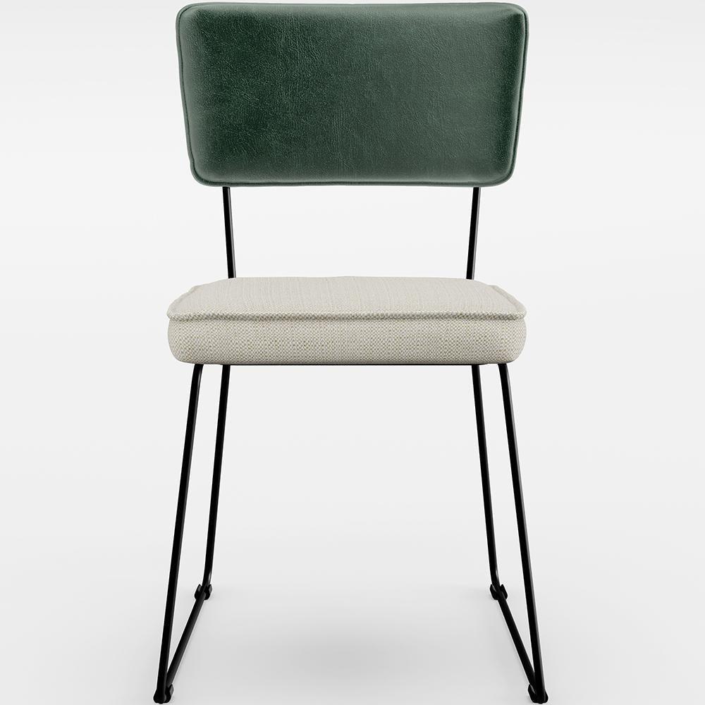 Kit 04 Cadeiras L02 Facto Verde Musgo Linho Champagne - 5