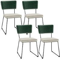 Kit 04 Cadeiras L02 Facto Verde Musgo Linho Champagne - 1