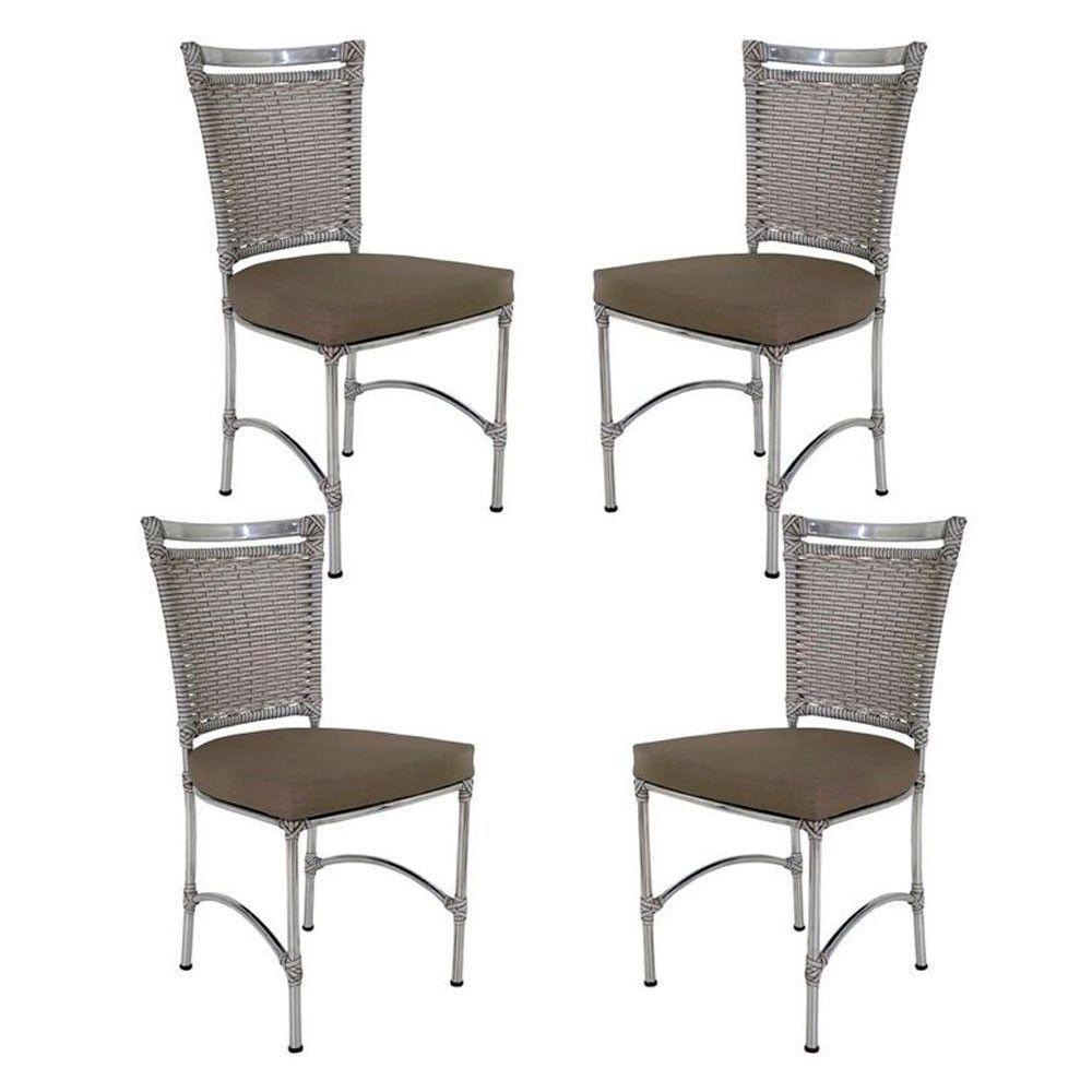 4 Cadeiras Em Alumínio E Fibra Sintética Jk Cozinha Edícula Marmore E Fendi - 2