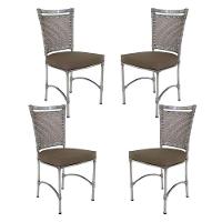 4 Cadeiras Em Alumínio E Fibra Sintética Jk Cozinha Edícula Marmore E Fendi - 2