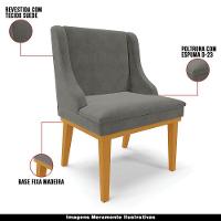Kit 3 Cadeiras Decorativas Sala De Jantar Base Fixa De Madeira Firenze Suede Grafite/castanho G19 - 7