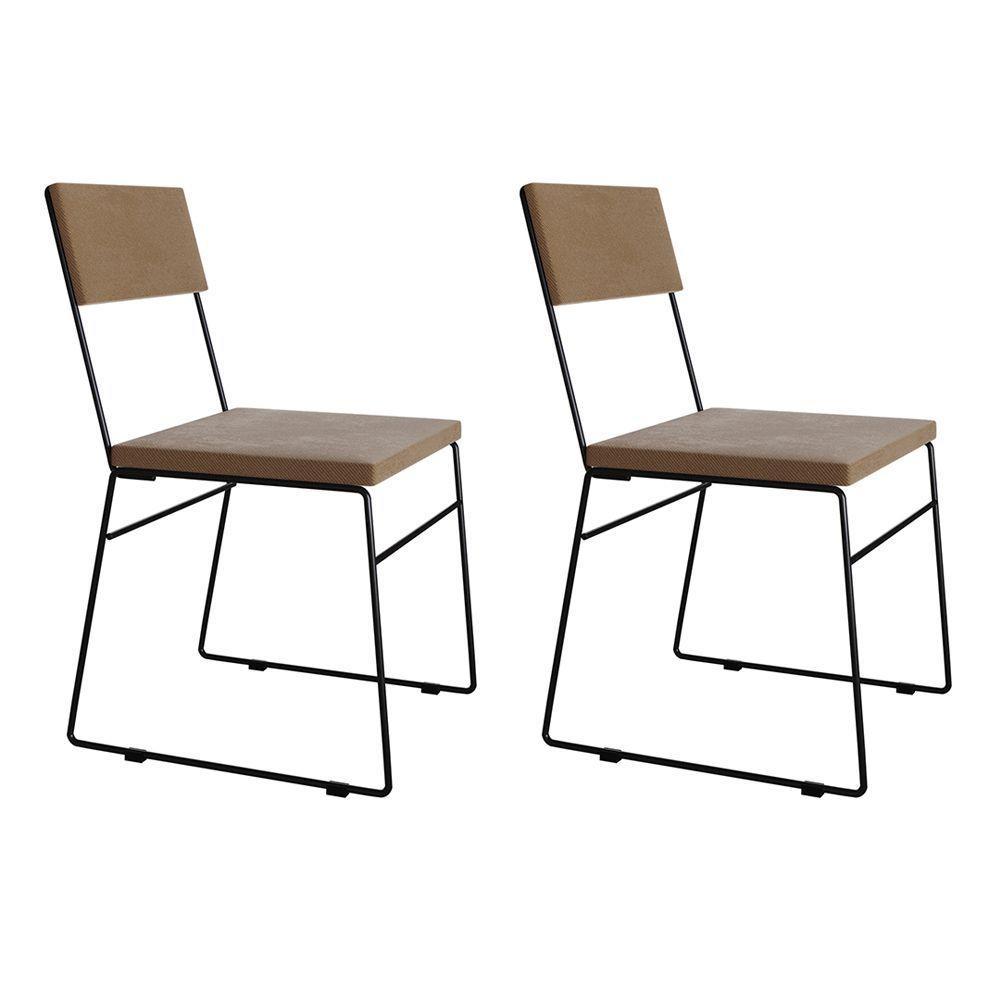 Kit 2 Cadeiras De Jantar Estofada Málaga Base Cobre Marrom - 1