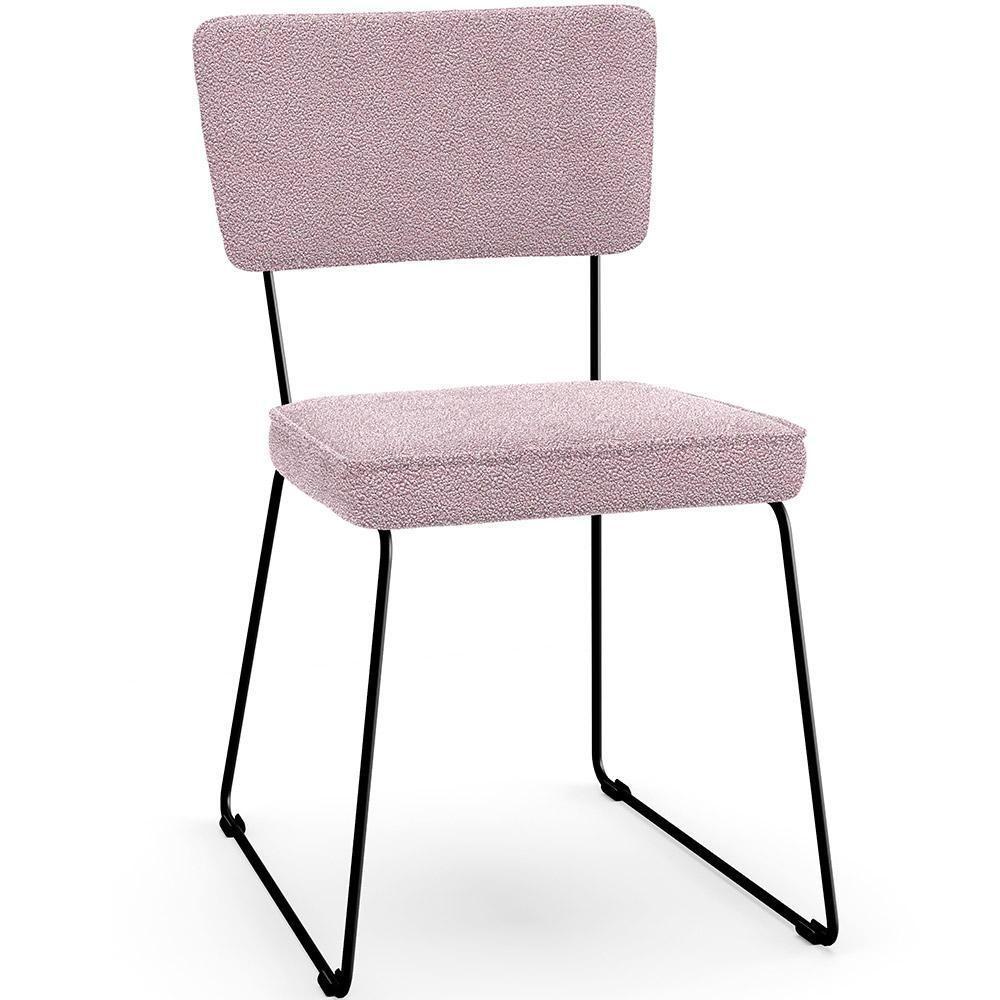Cadeira De Jantar Base Em Aço Allana L02 Bouclê Rosê - 1