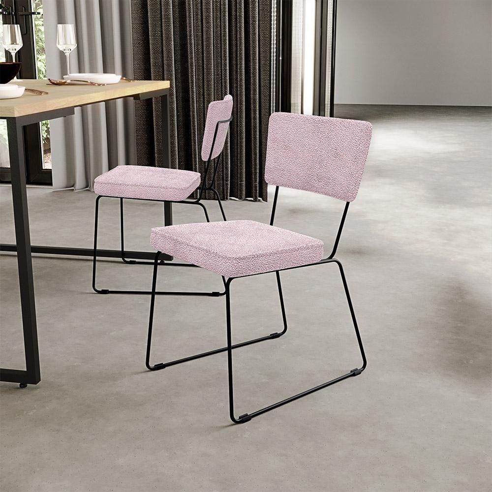 Cadeira De Jantar Base Em Aço Allana L02 Bouclê Rosê - 9