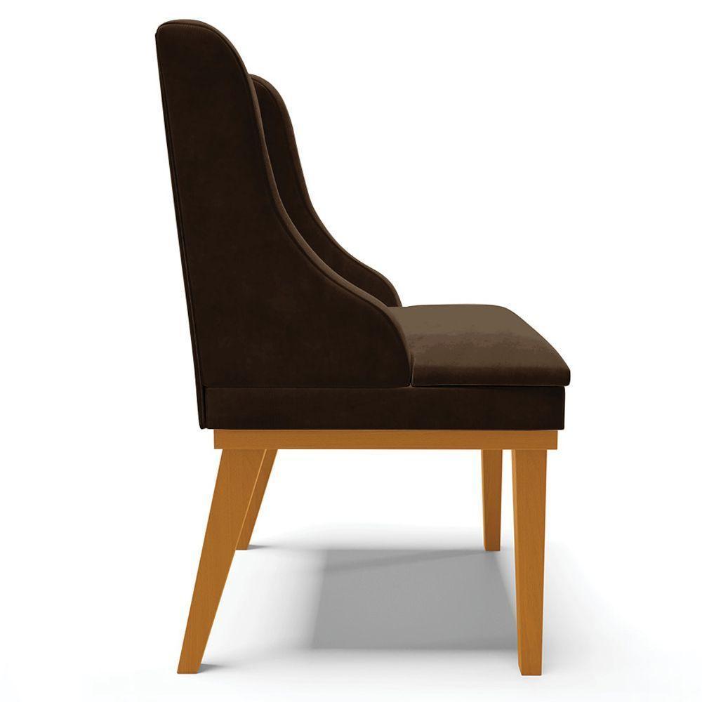 Kit 3 Cadeiras Decorativas Sala De Jantar Base Fixa De Madeira Firenze Suede Marrom/castanho G19 - 2