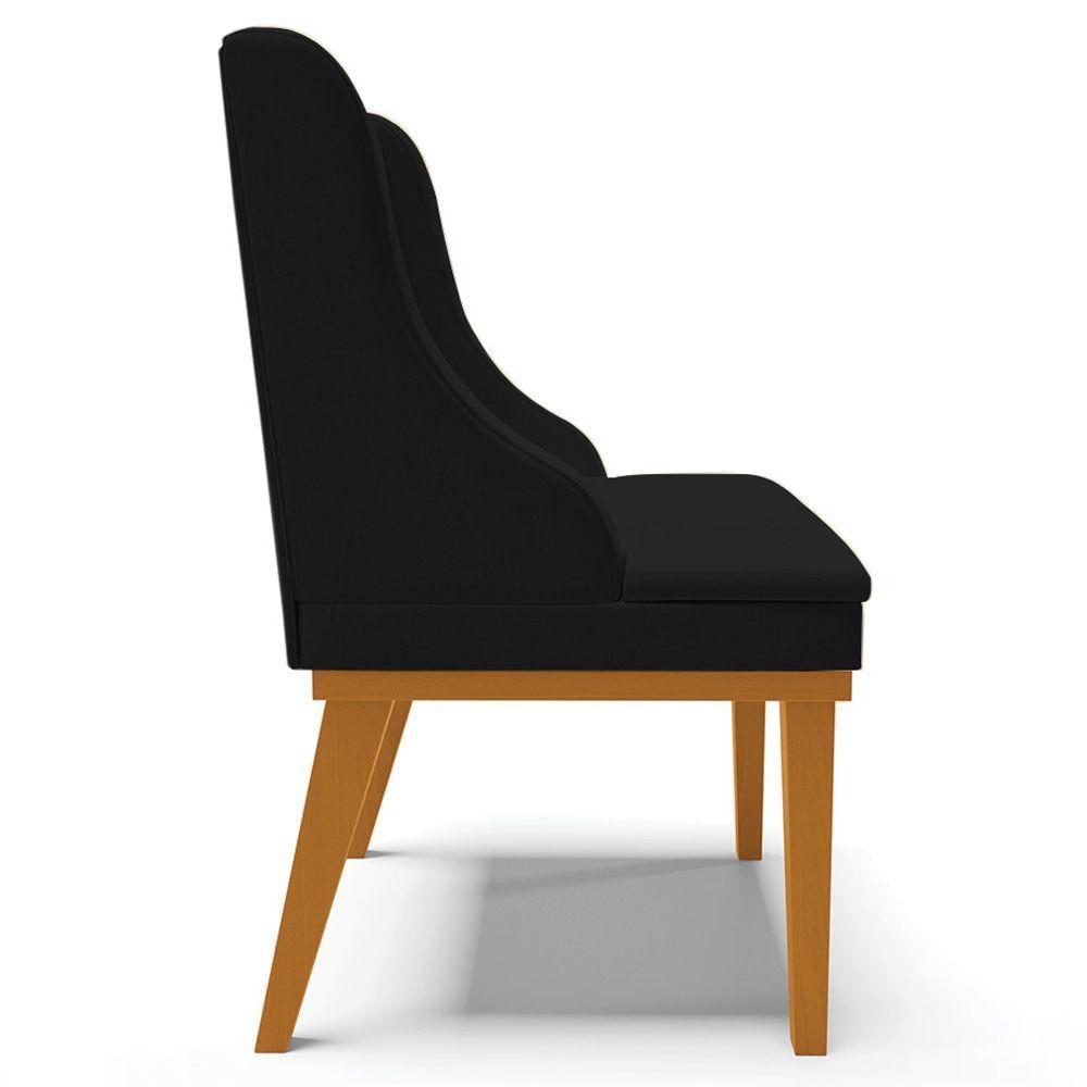 Kit 3 Cadeiras Decorativas Sala De Jantar Base Fixa De Madeira Firenze Linho Preto/castanho G19 - 2