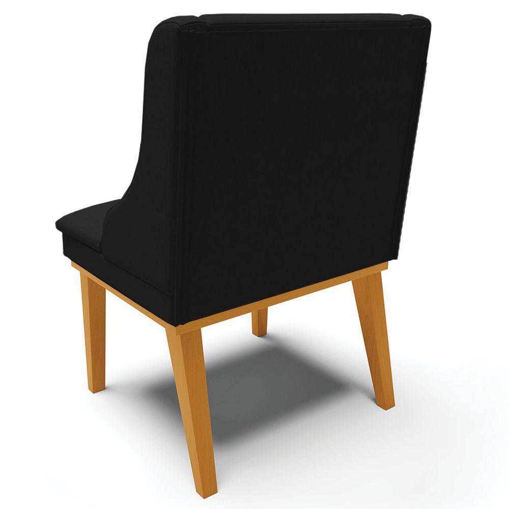 Kit 3 Cadeiras Decorativas Sala De Jantar Base Fixa De Madeira Firenze Linho Preto/castanho G19 - 5