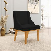 Kit 3 Cadeiras Decorativas Sala De Jantar Base Fixa De Madeira Firenze Linho Preto/castanho G19 - 9