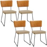 Kit 04 Cadeiras L02 Couríssimo Whisky Linho Bege Escuro - 1