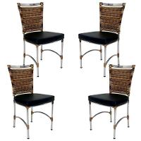 4 Cadeiras Em Alumínio E Fibra Sintética Jk Cozinha Edícula Cappuccino E Nautico Preto - 5