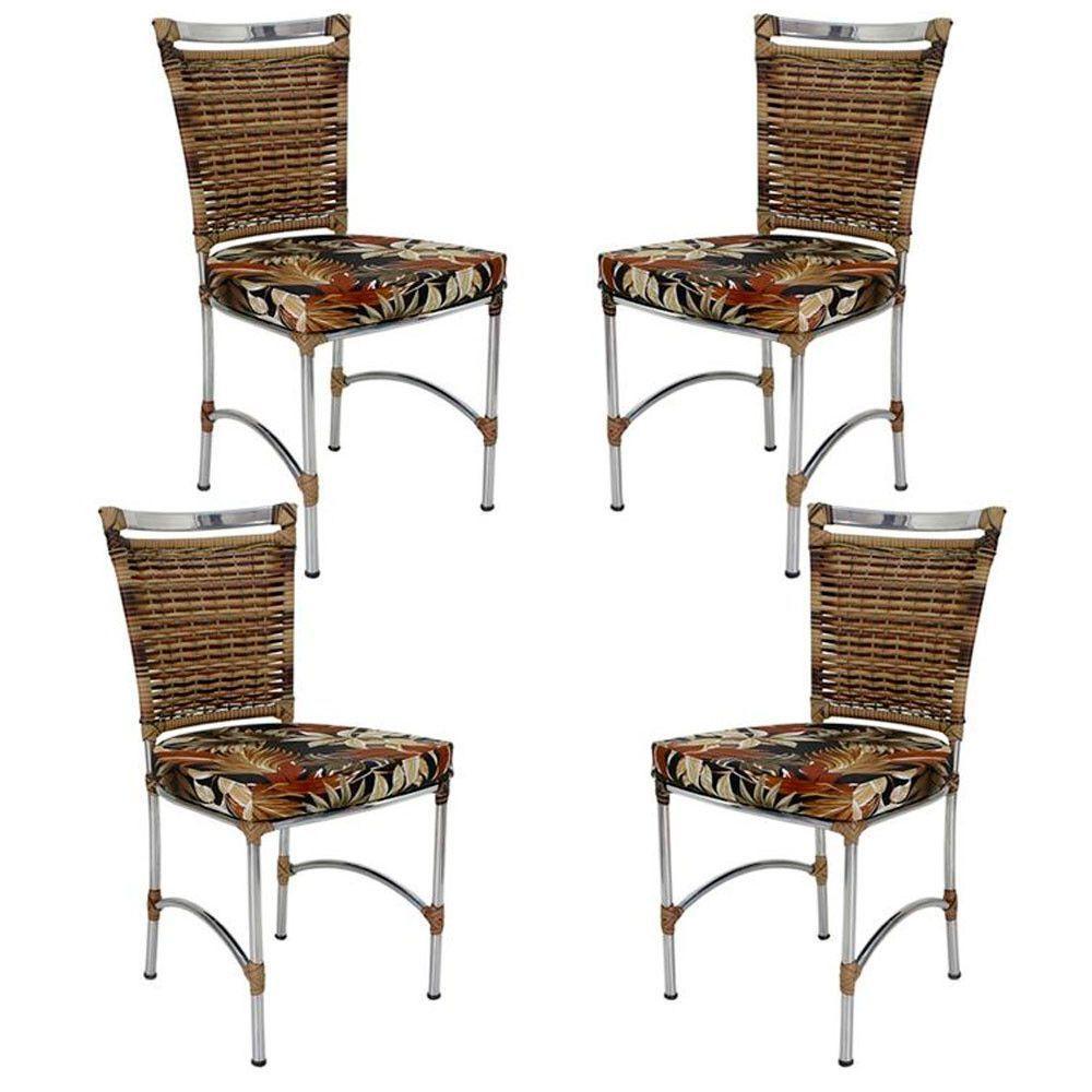 4 Cadeiras Em Alumínio E Fibra Sintética Jk Cozinha Edícula Cappuccino E Rivieira Marrom - 1