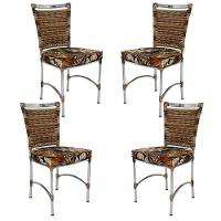 4 Cadeiras Em Alumínio E Fibra Sintética Jk Cozinha Edícula Cappuccino E Rivieira Marrom - 1