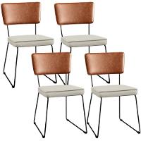 Kit 04 Cadeiras L02 Couríssimo Camel Linho Champagne - 1