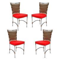 4 Cadeiras Em Alumínio E Fibra Sintética Jk Cozinha Edícula Cappuccino E Vermelho - 1