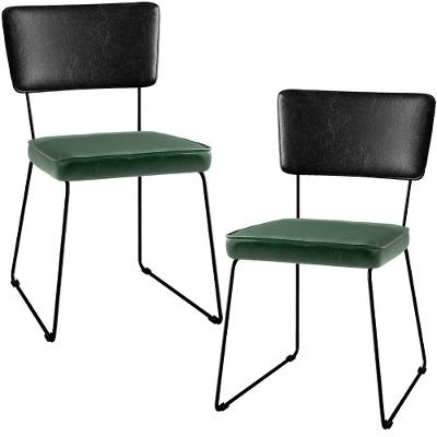 Kit 02 Cadeiras L02 Couríssimo Preto Facto Verde Musgo