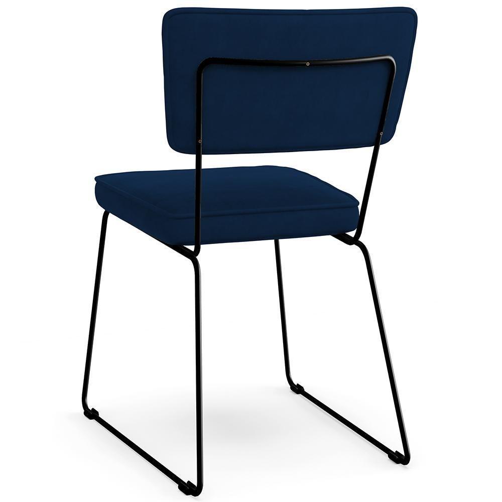 Kit 04 Cadeiras De Jantar Allana L02 Suede Azul Marinho - 2