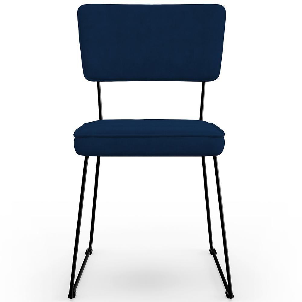 Kit 04 Cadeiras De Jantar Allana L02 Suede Azul Marinho - 5