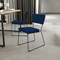 Kit 04 Cadeiras De Jantar Allana L02 Suede Azul Marinho - 8