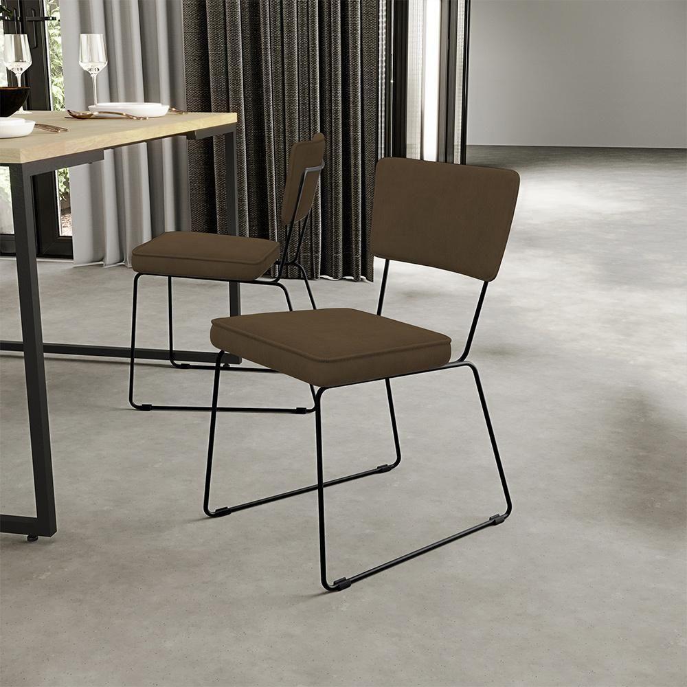 Kit 04 Cadeiras De Jantar Allana L02 Suede Marrom - 8