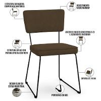 Kit 04 Cadeiras De Jantar Allana L02 Suede Marrom - 7