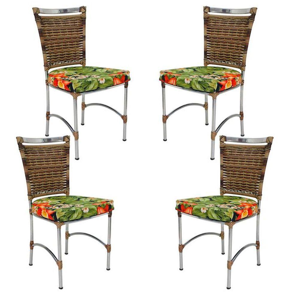 4 Cadeiras Em Alumínio E Fibra Sintética Jk Cozinha Edícula Cappuccino E Saquarema - 1