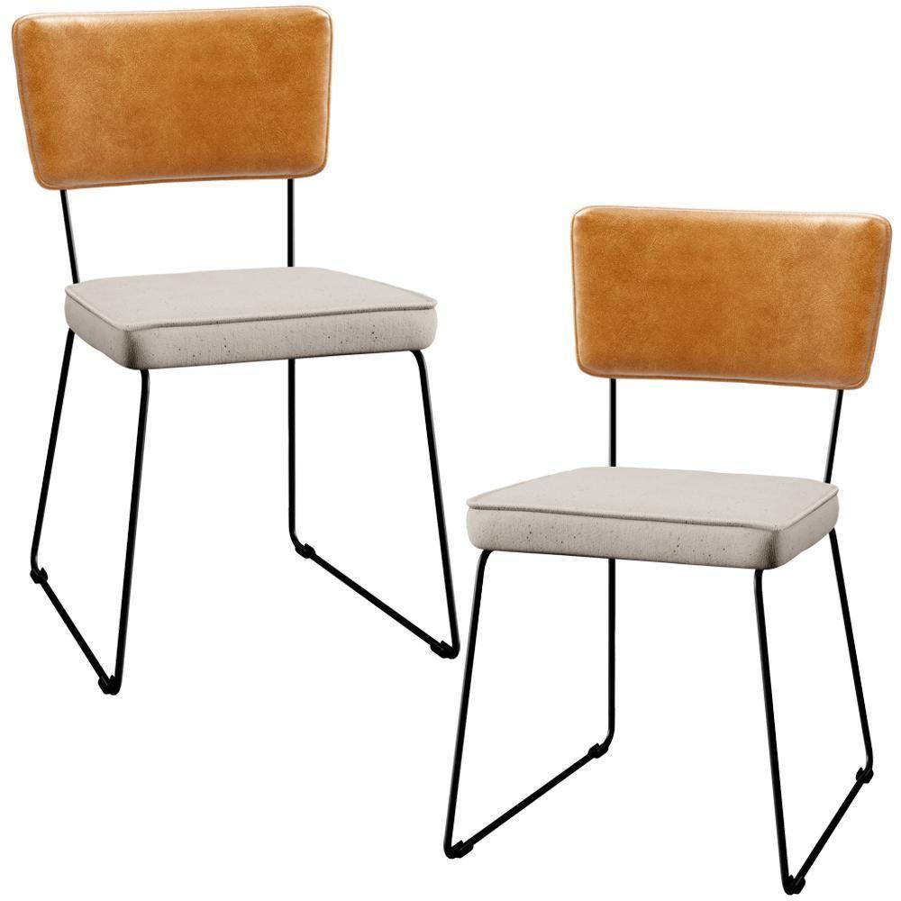 Kit 02 Cadeiras Couríssimo Whisky Linho Cru - 1