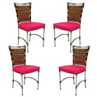 4 Cadeiras Em Alumínio E Fibra Sintética Jk Cozinha Edícula Cappuccino E Pink - 1